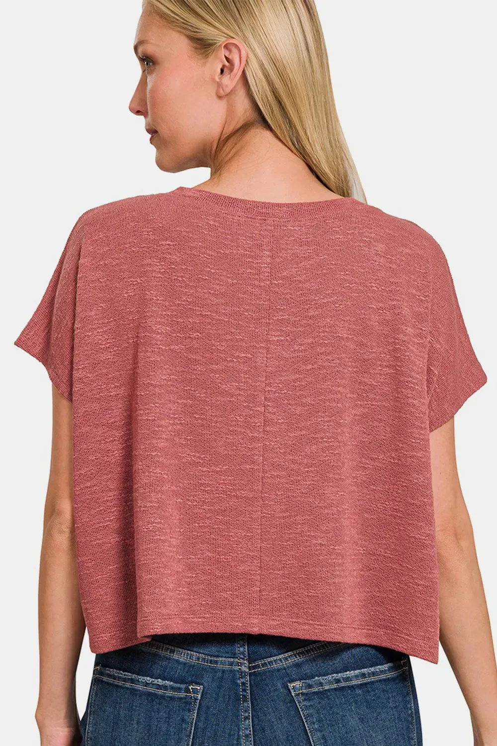 V-Neck Short Sleeve Crop T-Shirt