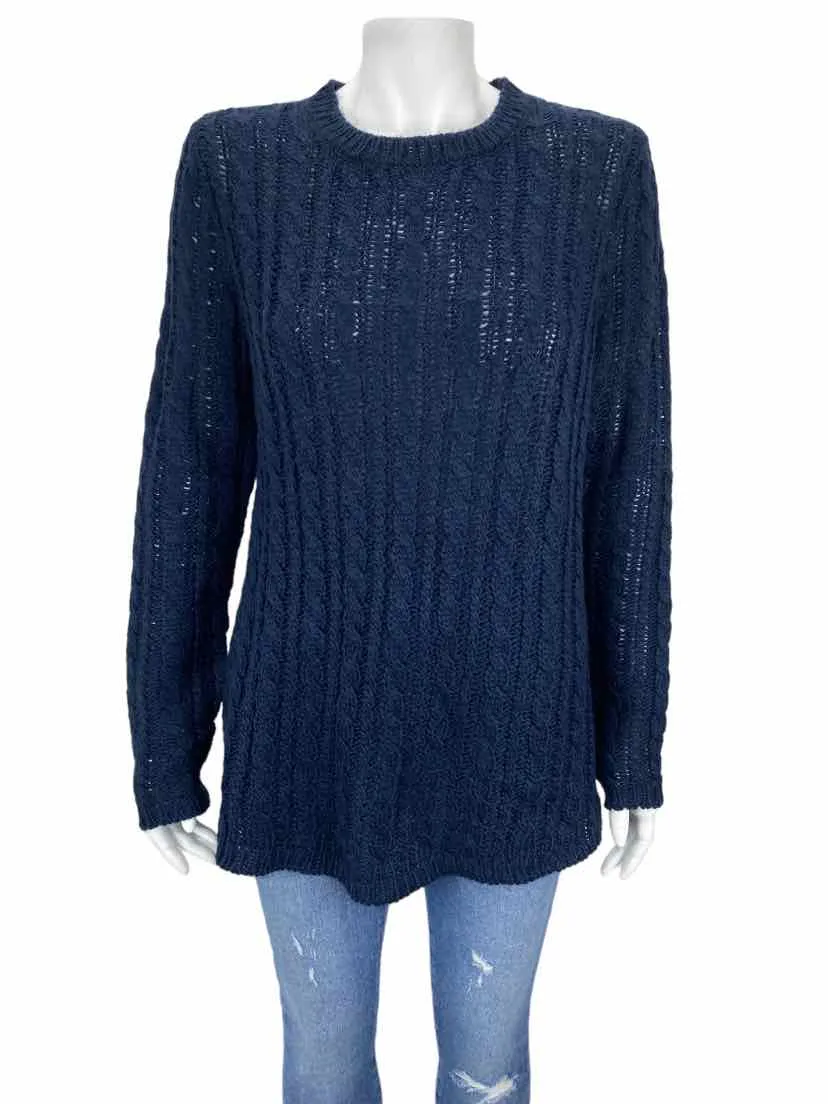 Velvet by Graham & Spencer Women's Chunky Cable Sweater Navy Size M