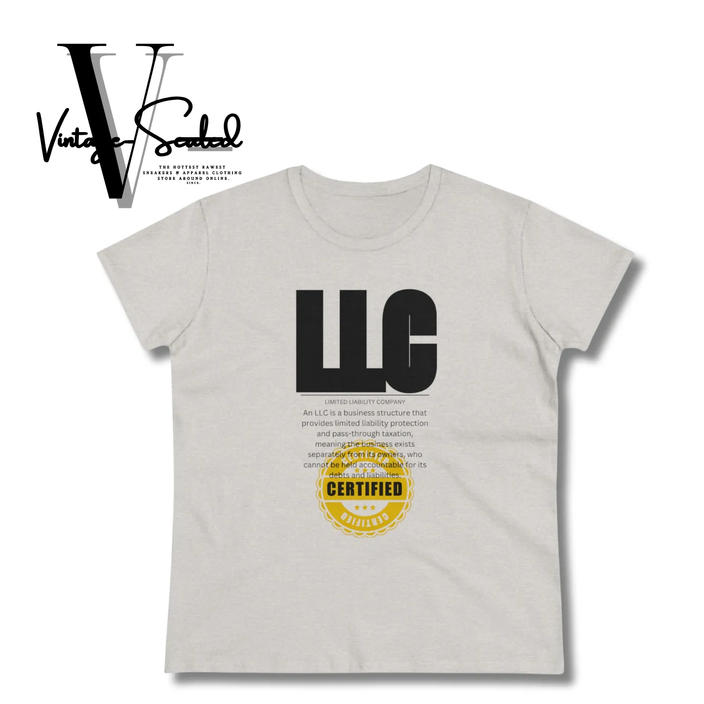 Vintage-Sealed LLC "Limited Liability Company" Certified Apparel T-Shirts| Brand New Women's Fashion