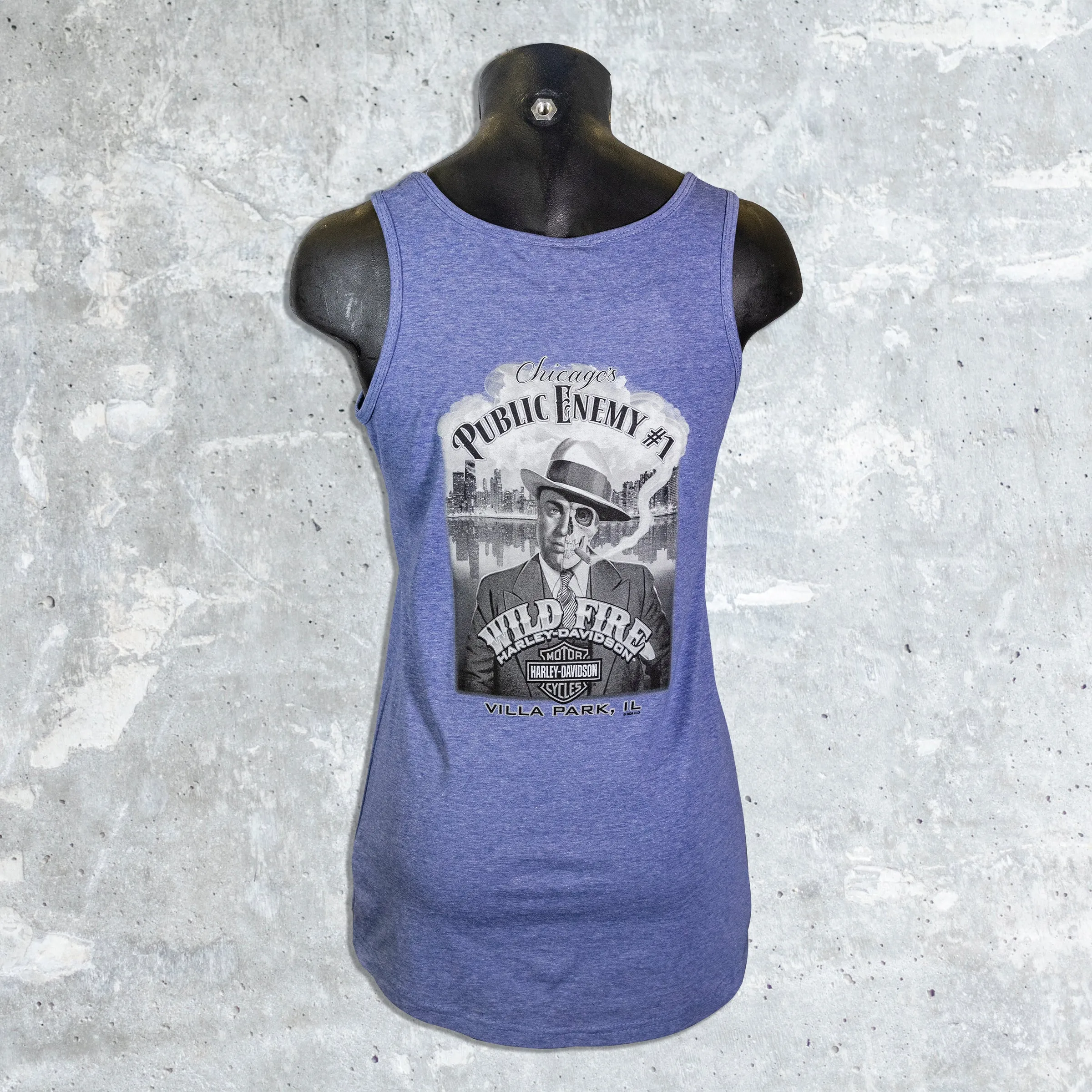 Wildfire Harley Davidson- Sale Women's Blue Chrome Tank