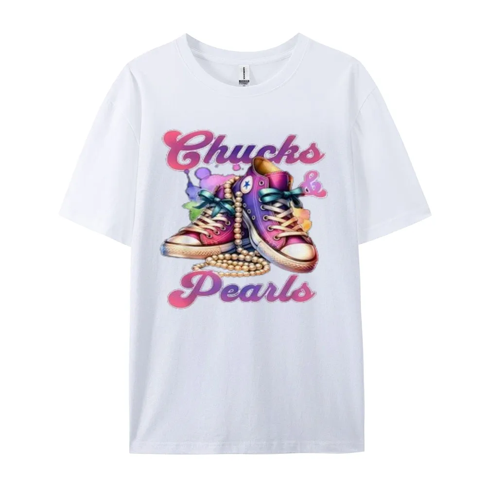 Women Chucks And Pearls Print Graphic T-shirt