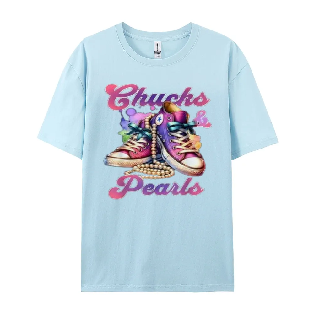 Women Chucks And Pearls Print Graphic T-shirt