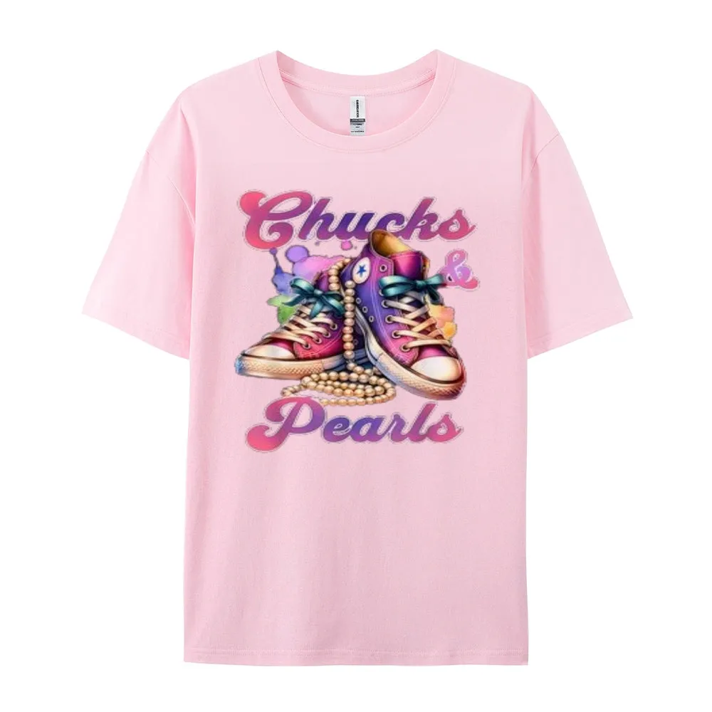 Women Chucks And Pearls Print Graphic T-shirt