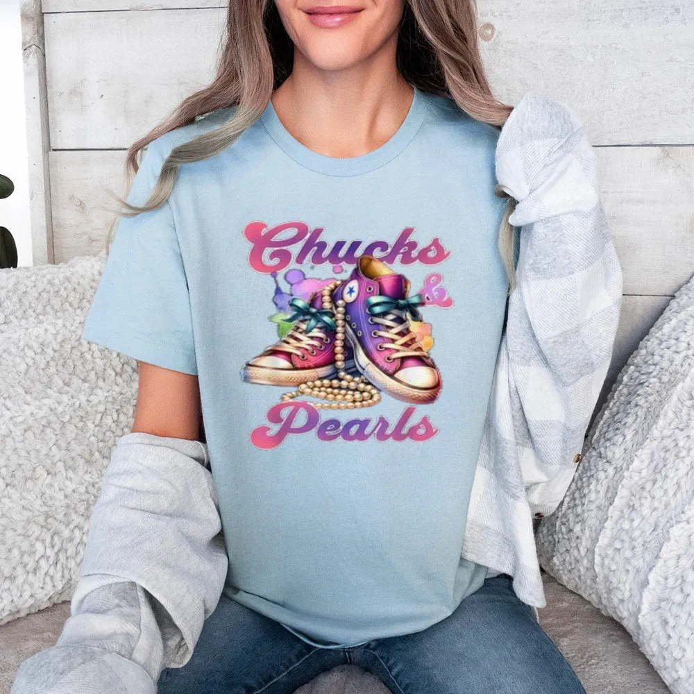 Women Chucks And Pearls Print Graphic T-shirt