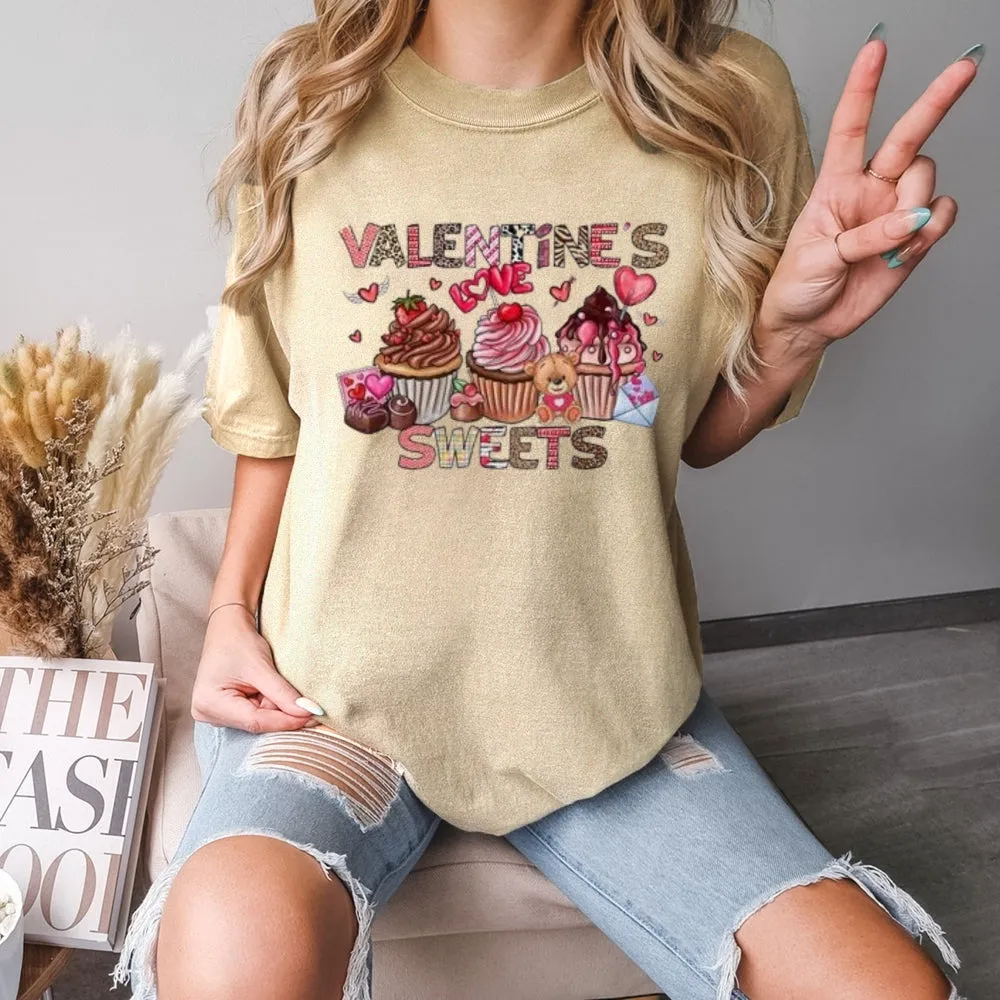 Women Happy Sweet Valentine's Day Print Graphic T-shirt