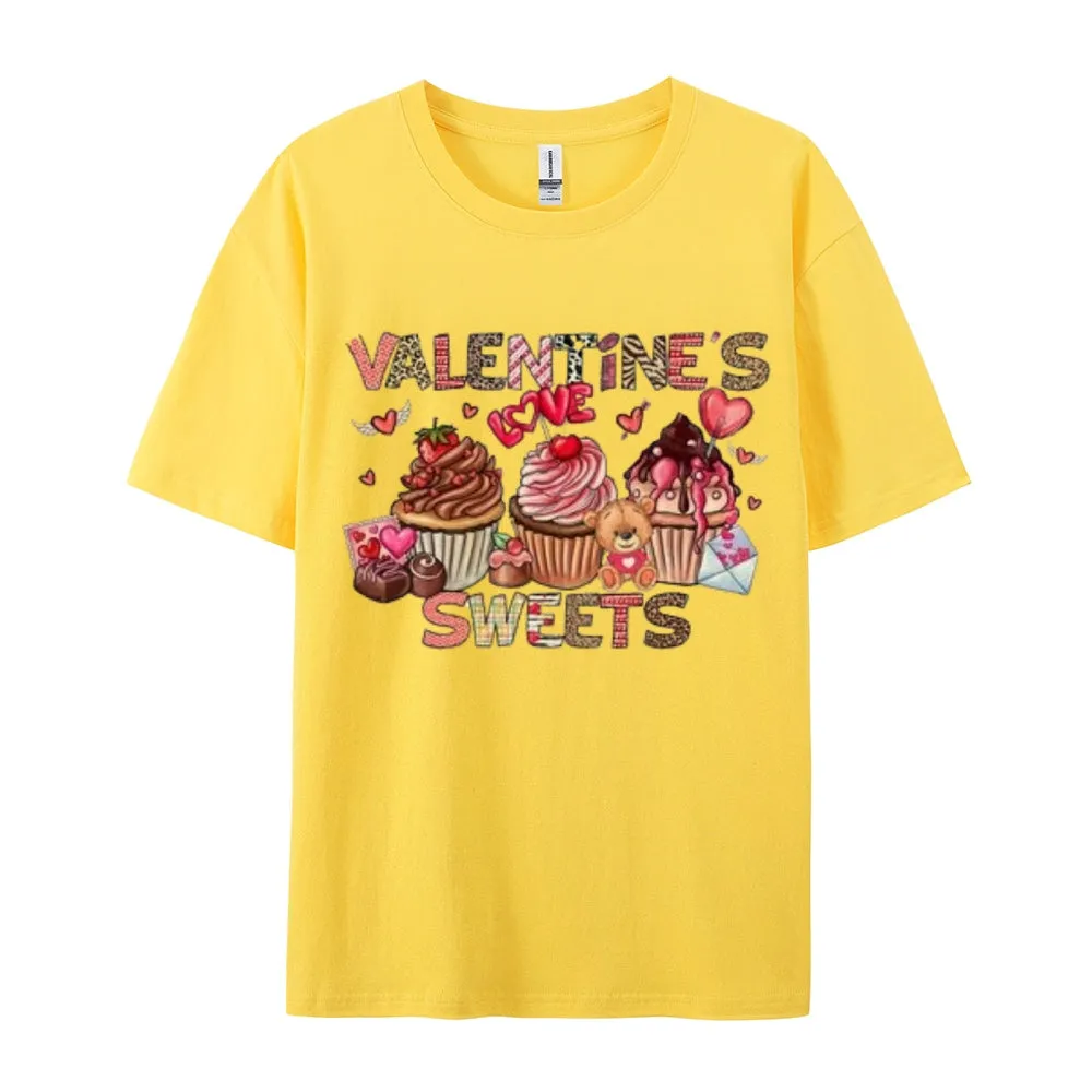 Women Happy Sweet Valentine's Day Print Graphic T-shirt