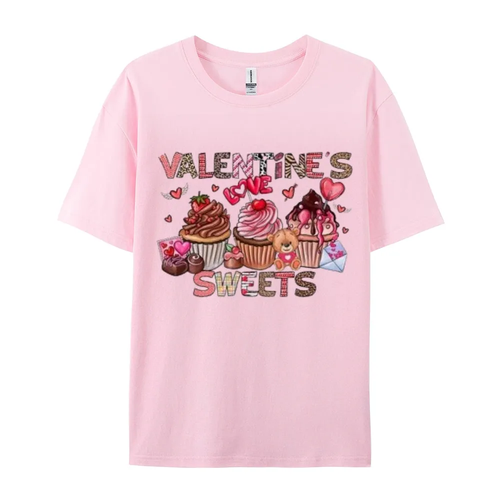 Women Happy Sweet Valentine's Day Print Graphic T-shirt