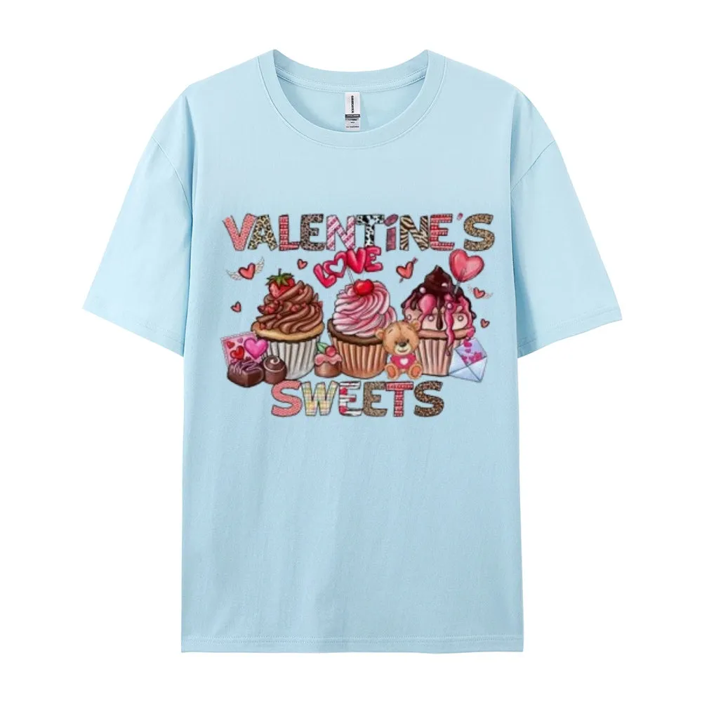 Women Happy Sweet Valentine's Day Print Graphic T-shirt