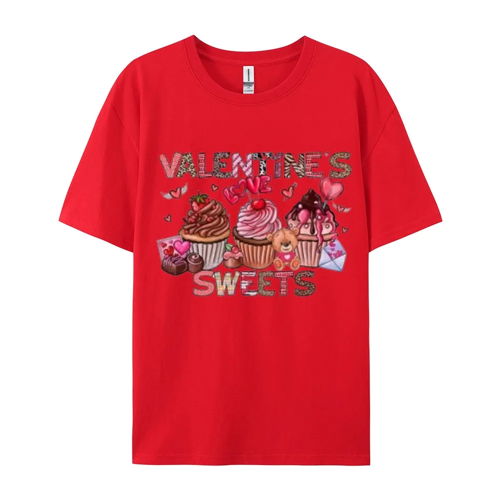 Women Happy Sweet Valentine's Day Print Graphic T-shirt