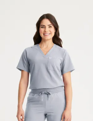 Womens 2-Pocket V-Neck Scrub Top - Stone Gray