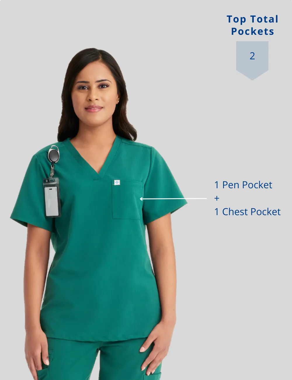 Womens 2-Pocket V-Neck Scrub Top - Teal