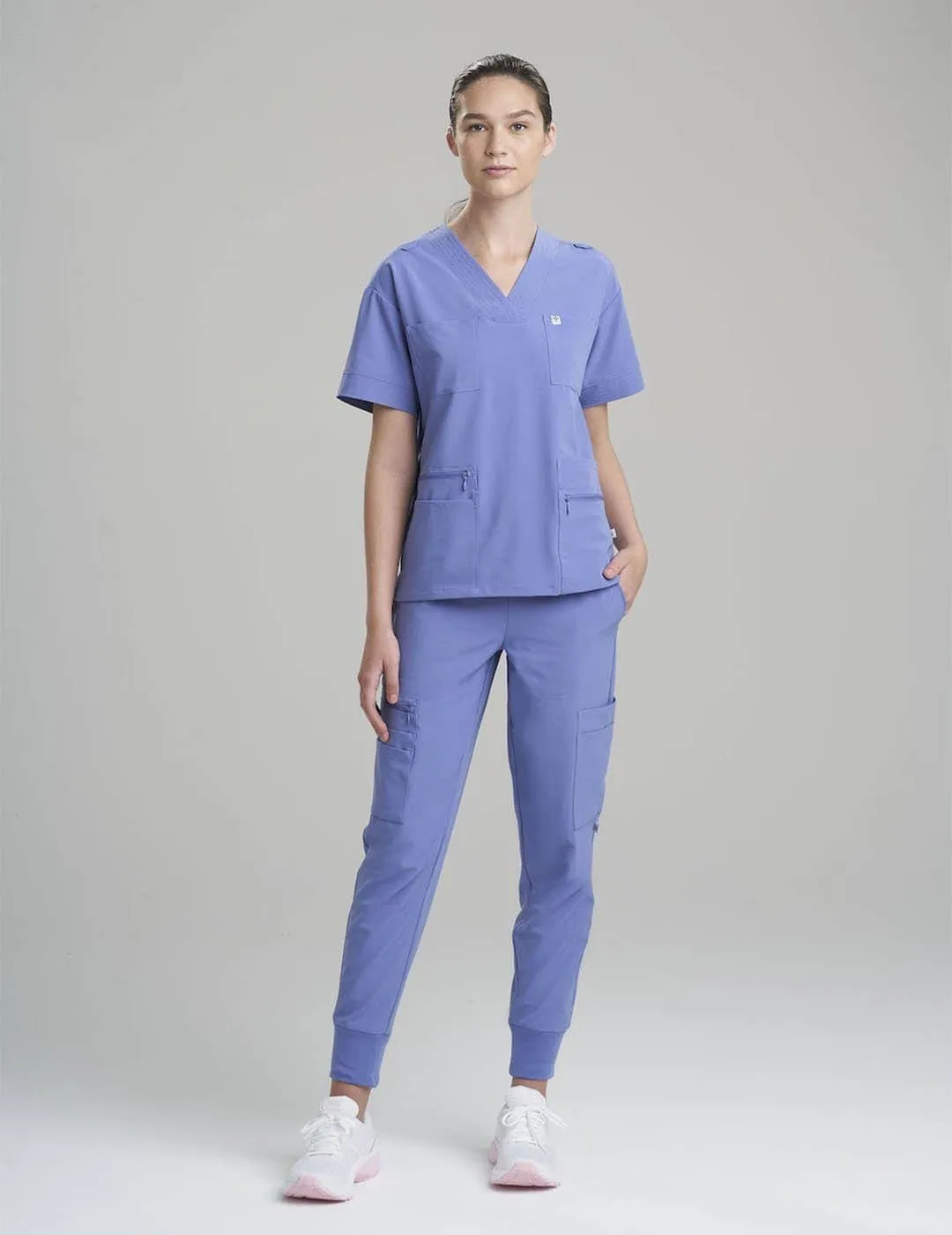 Womens 8-Pocket V-Neck Scrub Top - Ceil