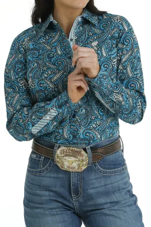 WOMEN'S BUTTON-DOWN WESTERN SHIRT - BLUE