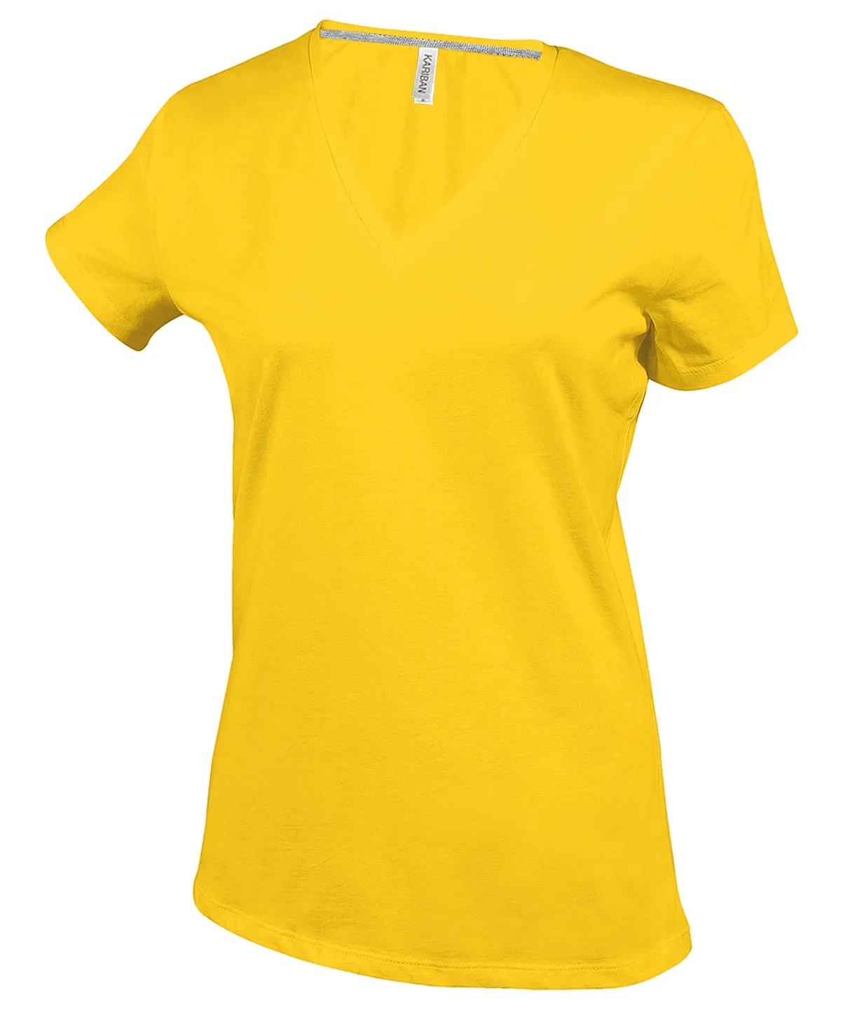 Yellow - Ladies' short-sleeved V-neck T-shirt